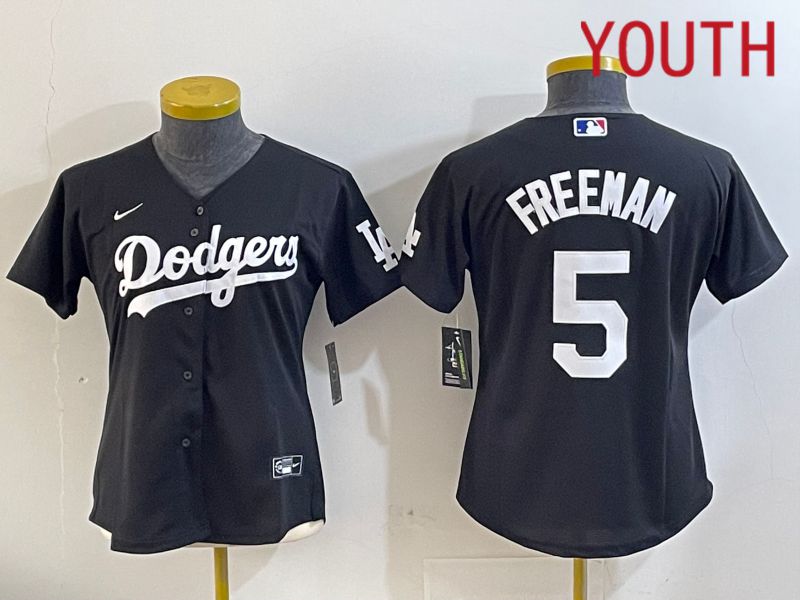 Youth Los Angeles Dodgers #5 Freeman Black Game 2024 Nike MLB Jersey style 1121->youth mlb jersey->Youth Jersey
